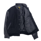AMANATI Leather Switch Melton Stadium Jacket L Black Wool Leather HAMPTON'S