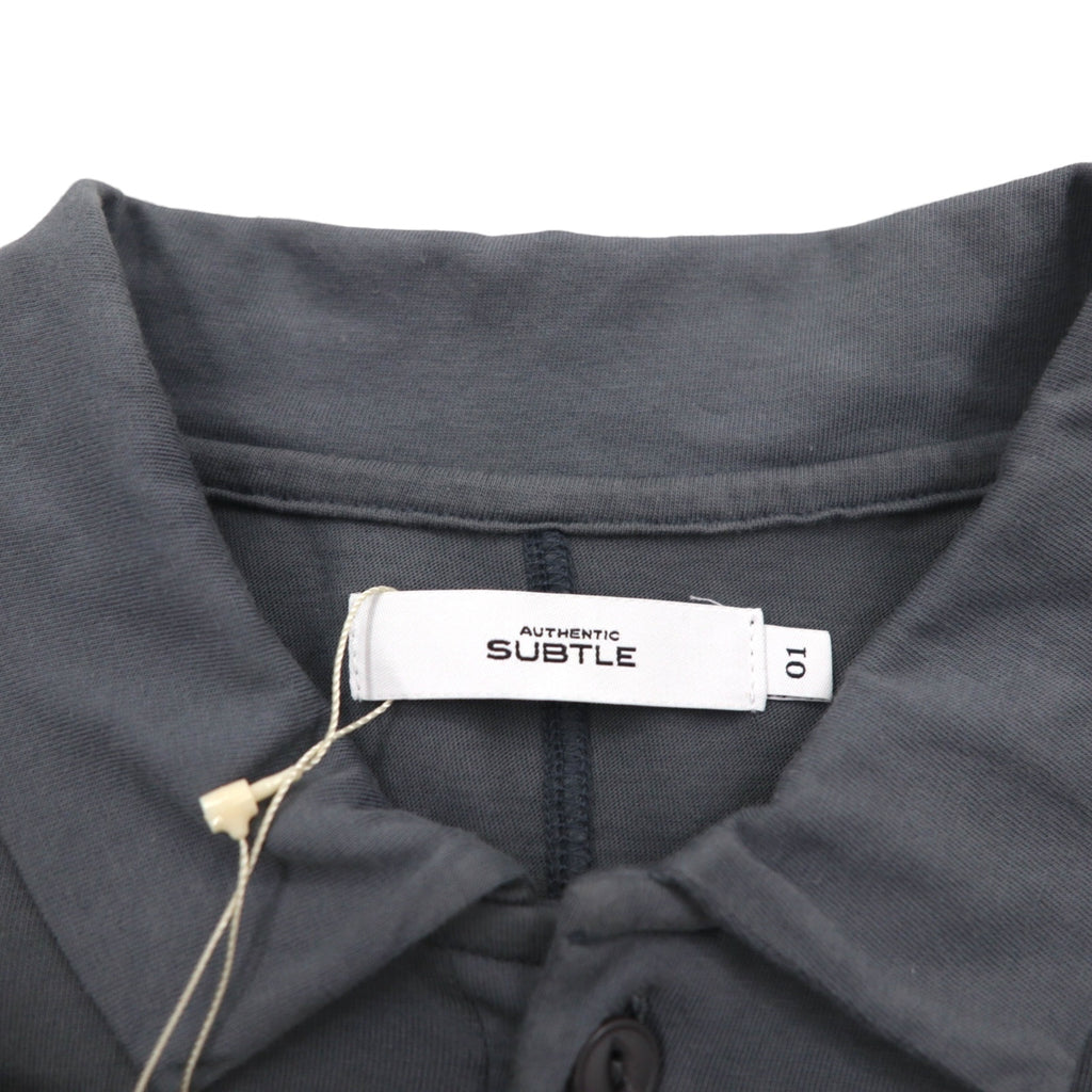 SUBTLE polo shirt S size grey chest pocket silver and gold available made in Japan unused