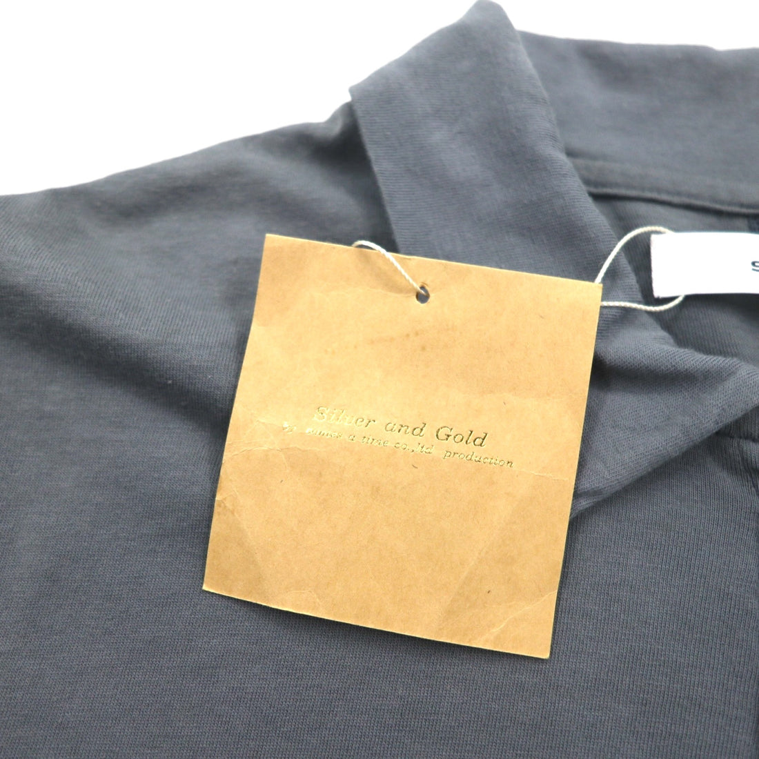 SUBTLE polo shirt S size grey chest pocket silver and gold available made in Japan unused