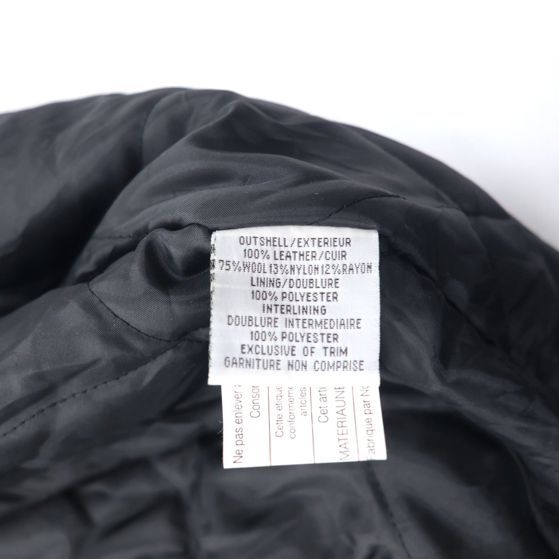 AMANATI Leather Switch Melton Stadium Jacket L Black Wool Leather HAMPTON'S