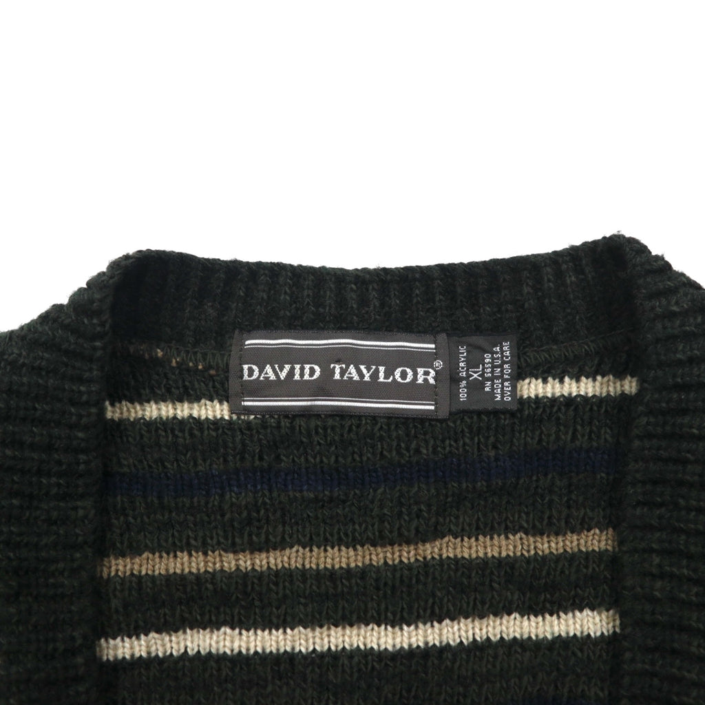 90s USA Vintage Cardigan V-Neck Acrylic Knit XL Multicolor DAVID TAYLOR90s Made in