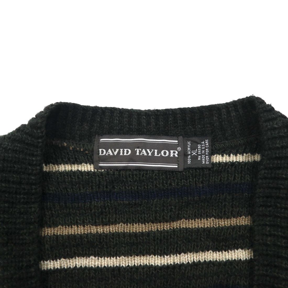90s USA Vintage Cardigan V-Neck Acrylic Knit XL Multicolor DAVID TAYLOR90s Made in