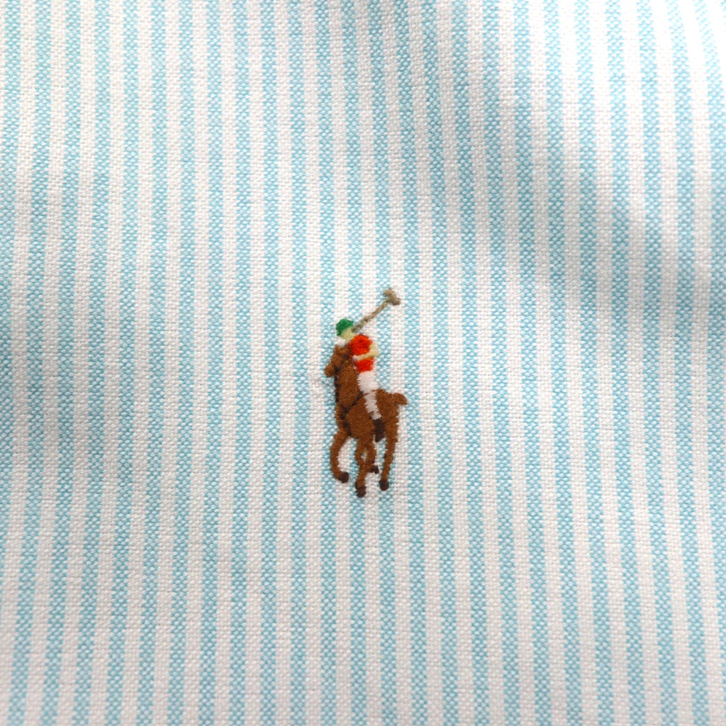 Ralph Lauren 90年代 クラシックフィット 半袖 オックスフォード ボタンダウンシャツ XL ホワイト ブルー ストライプ スモールポニー刺繍