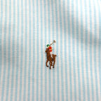 Ralph Lauren 90年代 クラシックフィット 半袖 オックスフォード ボタンダウンシャツ XL ホワイト ブルー ストライプ スモールポニー刺繍