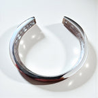 CELINE Bangle Cuff Bracelet Silver Metal Cutout Logo Openwork
