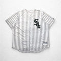 Majestic Baseball Shirt 2XL White Stripe MLB RED SOX Numbering COOL BASE