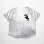 Majestic Baseball Shirt 2XL White Stripe MLB RED SOX Numbering COOL BASE