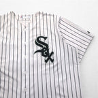 Majestic Baseball Shirt 2XL White Stripe MLB RED SOX Numbering COOL BASE