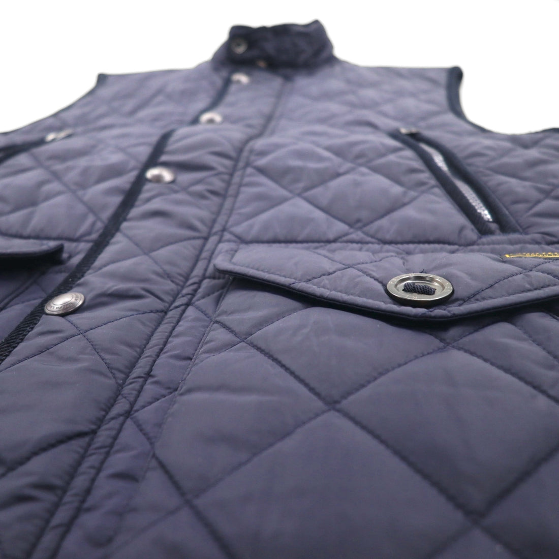 Polo Ralph Lauren Military Quilted Vest, Navy, Padded, Talon Zip, Chin Strap, Zip-Up Closure, Snap Buttons