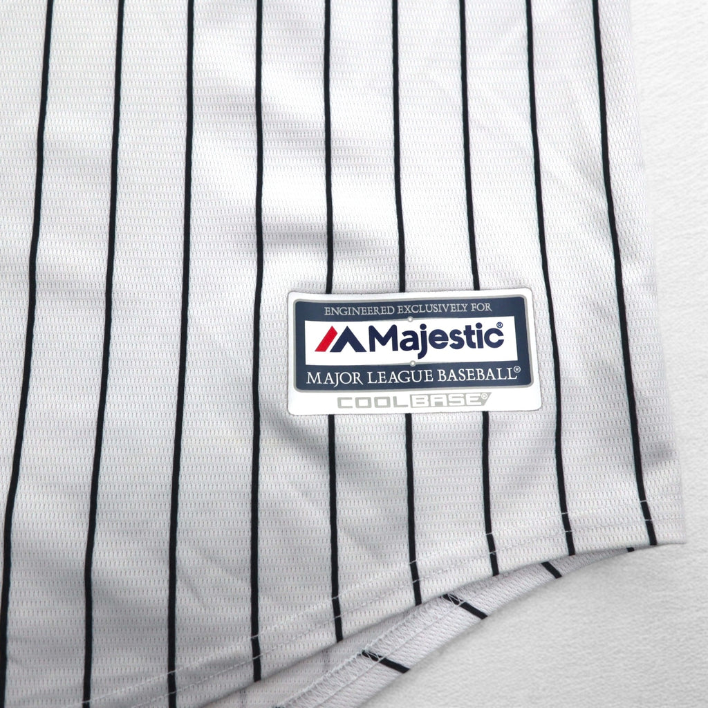 Majestic Baseball Shirt 2XL White Stripe MLB RED SOX Numbering COOL BASE