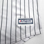 Majestic Baseball Shirt 2XL White Stripe MLB RED SOX Numbering COOL BASE