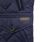 Polo Ralph Lauren Military Quilted Vest, Navy, Padded, Talon Zip, Chin Strap, Zip-Up Closure, Snap Buttons