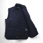 Polo Ralph Lauren Military Quilted Vest, Navy, Padded, Talon Zip, Chin Strap, Zip-Up Closure, Snap Buttons