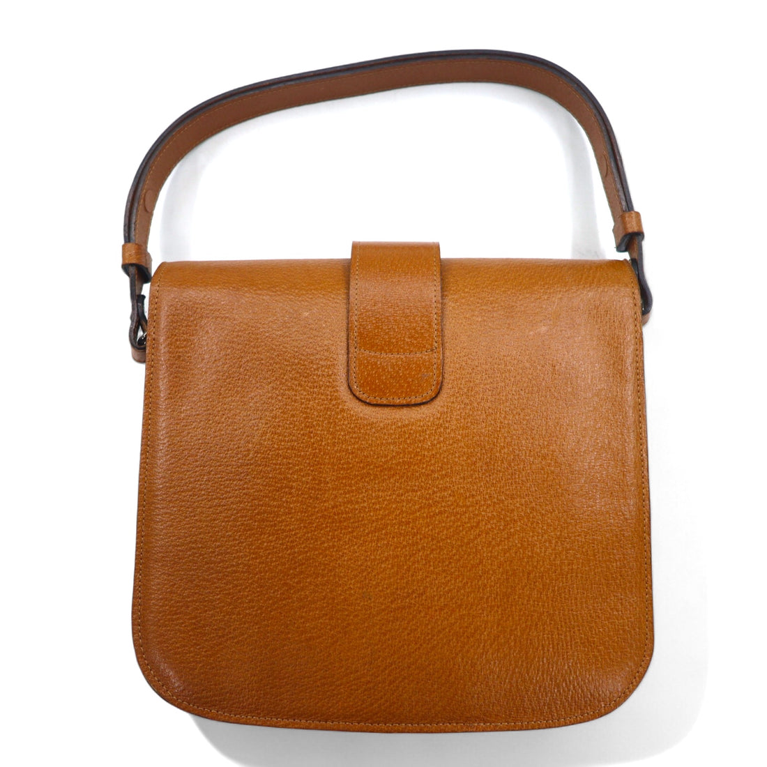 YVES SAINT LAURENT Vintage Belted Square Shoulder Bag Handbag Brown Leather