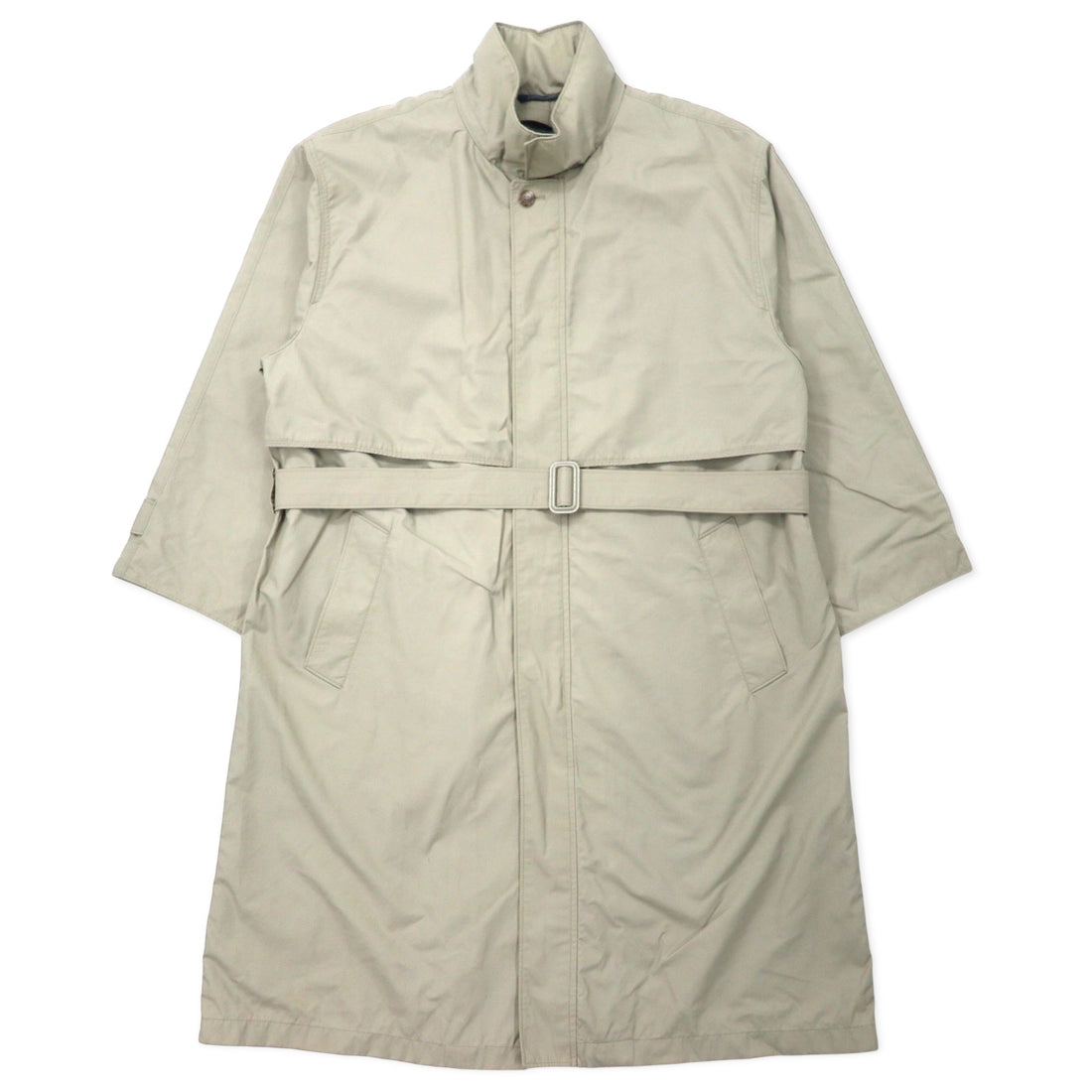 日本然リトテ-古着オンライン-LONDON FOG スタンドカラー ステンカラーコート 42 ベージュ コットン ナイロン フード収納式 COMMUTER COLLECTION-LONDON FOG Stand collar Coat 42 Beige Cotton Nylon Hoodie Retractable COMMUTER COLLECTION