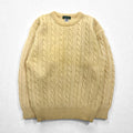 GIORDANO Fisherman's Aran Knit Sweater, Size S, Off-White, Cable Knit, Natural Lambswool
