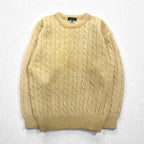 GIORDANO Fisherman's Aran Knit Sweater, Size S, Off-White, Cable Knit, Natural Lambswool