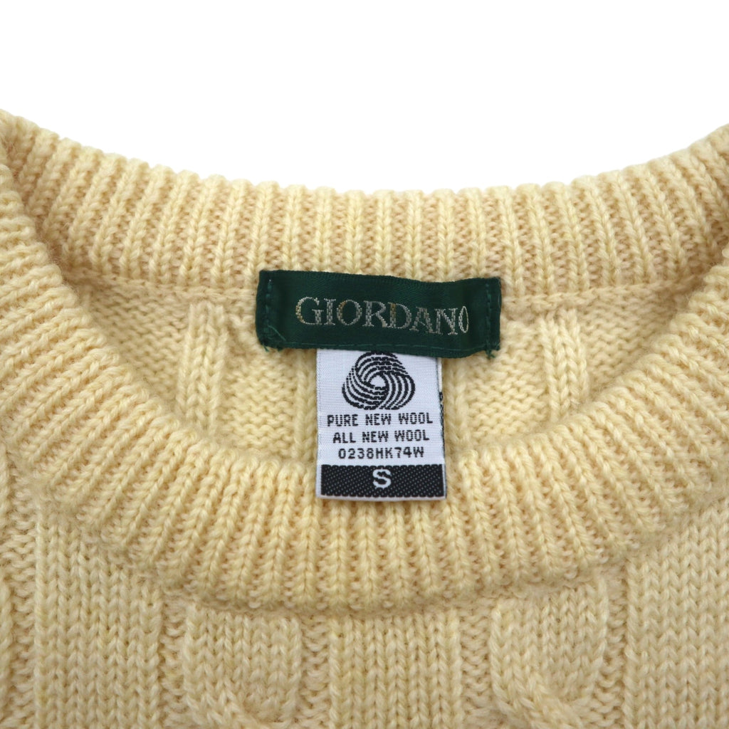 GIORDANO Fisherman's Aran Knit Sweater, Size S, Off-White, Cable Knit, Natural Lambswool