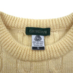 GIORDANO Fisherman's Aran Knit Sweater, Size S, Off-White, Cable Knit, Natural Lambswool