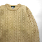 GIORDANO Fisherman's Aran Knit Sweater, Size S, Off-White, Cable Knit, Natural Lambswool