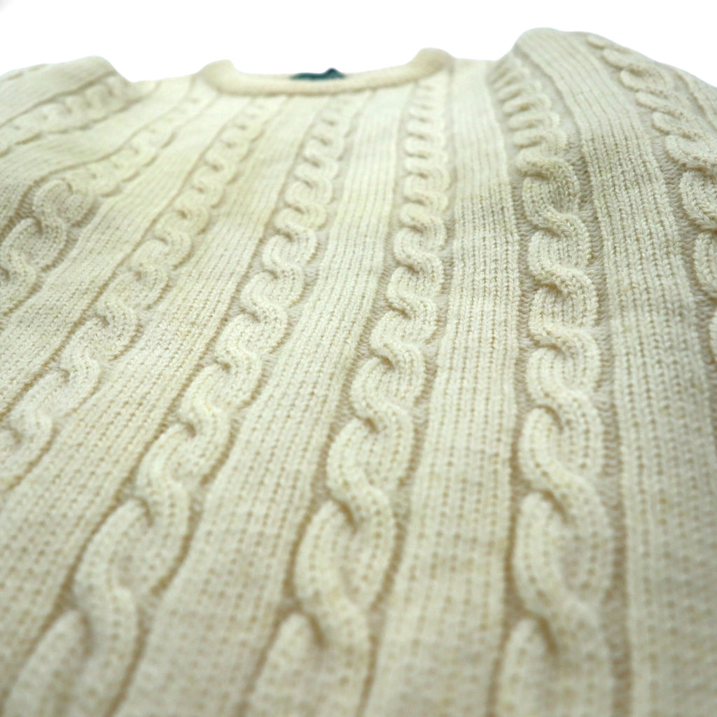 GIORDANO Fisherman's Aran Knit Sweater, Size S, Off-White, Cable Knit, Natural Lambswool
