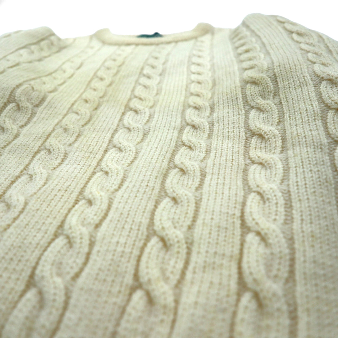 GIORDANO Fisherman's Aran Knit Sweater, Size S, Off-White, Cable Knit, Natural Lambswool
