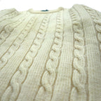 GIORDANO Fisherman's Aran Knit Sweater, Size S, Off-White, Cable Knit, Natural Lambswool