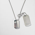 GUCCI Dog Tag Double Plate 2-Way Necklace Pendant Keychain Silver 925 Ball Chain Made in Italy