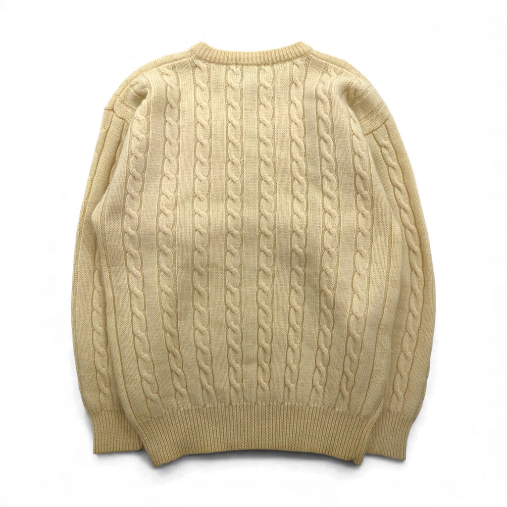 GIORDANO Fisherman's Aran Knit Sweater, Size S, Off-White, Cable Knit, Natural Lambswool