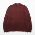 L.L.Bean Half-Button Rib Knit Sweater, XL, Bordeaux, Cotton, JSB4