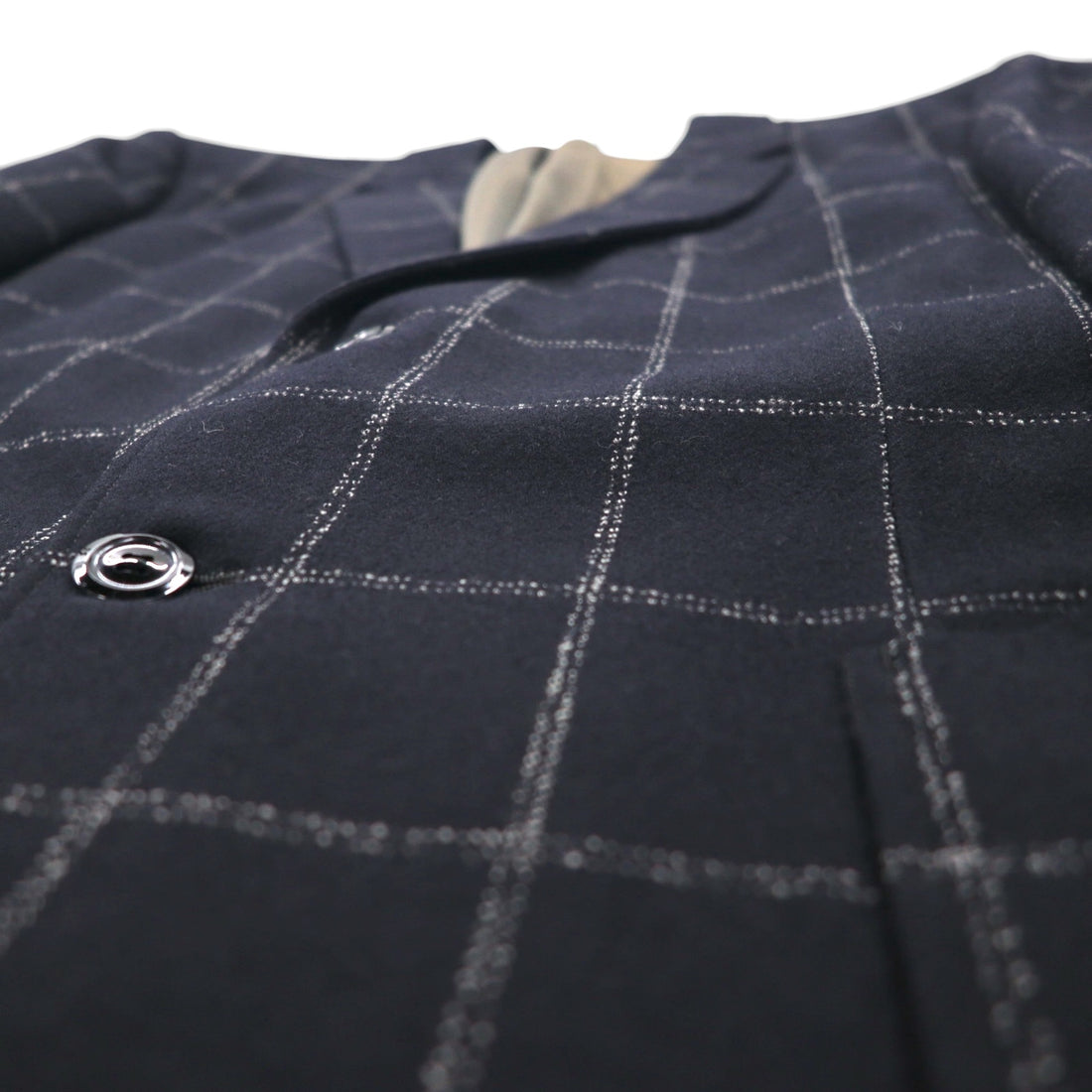 80s Japan Vintage Blazer Jacket KITAMURA 80s Made in Japan Tailored Jacket, Size M, Black Wool Tweed Windowpane Check