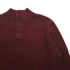 L.L.Bean Half-Button Rib Knit Sweater, XL, Bordeaux, Cotton, JSB4