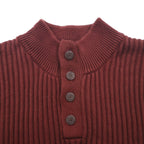 L.L.Bean Half-Button Rib Knit Sweater, XL, Bordeaux, Cotton, JSB4