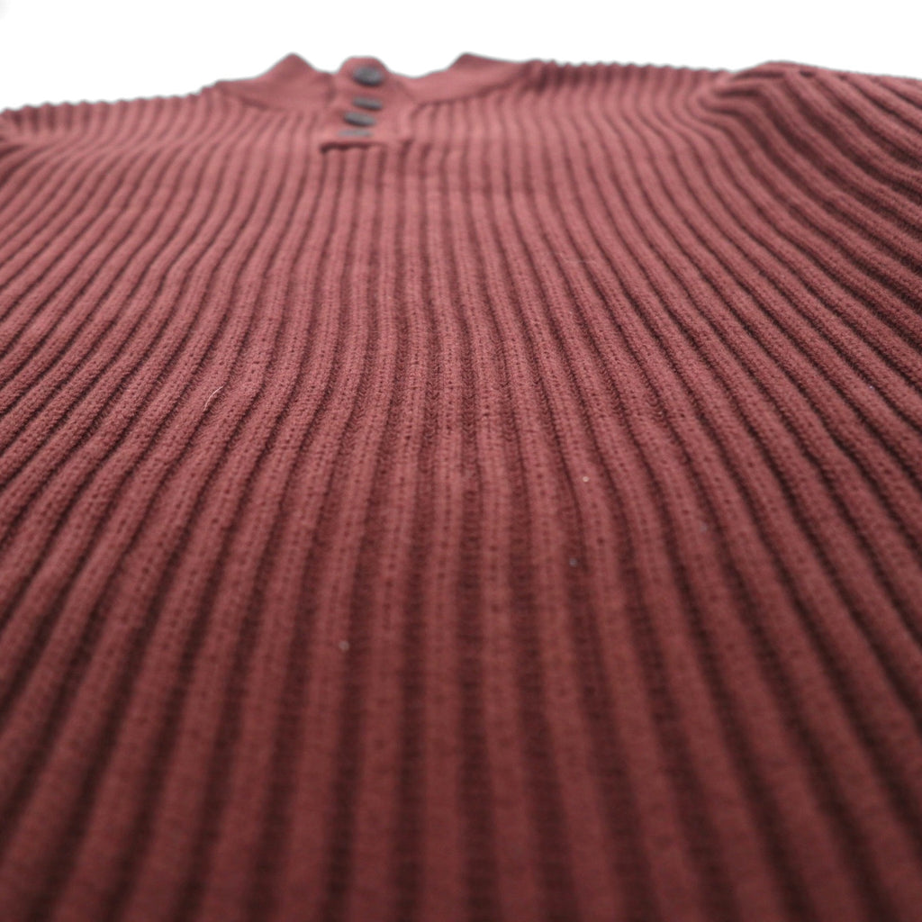 L.L.Bean Half-Button Rib Knit Sweater, XL, Bordeaux, Cotton, JSB4