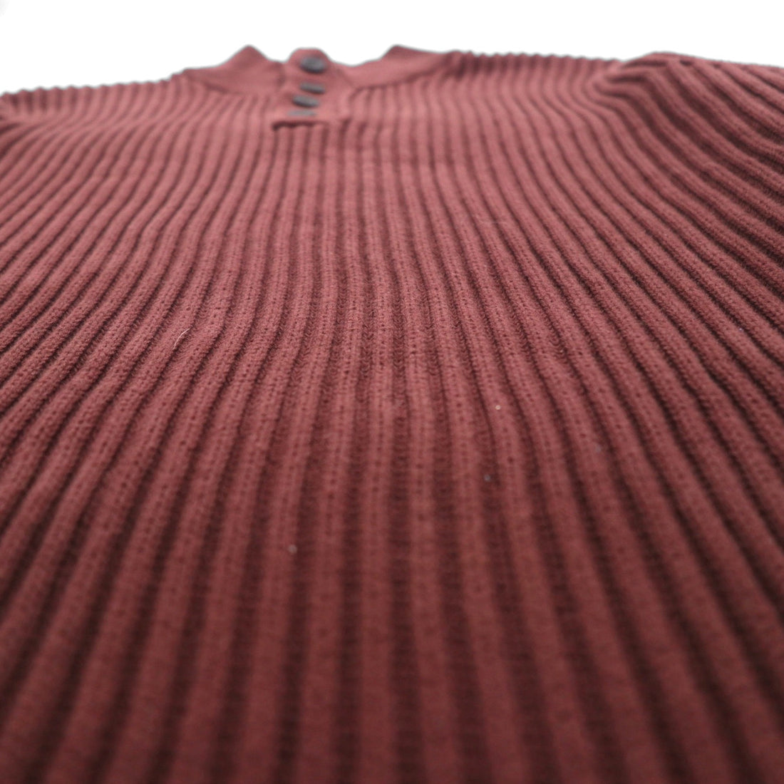 L.L.Bean Half-Button Rib Knit Sweater, XL, Bordeaux, Cotton, JSB4