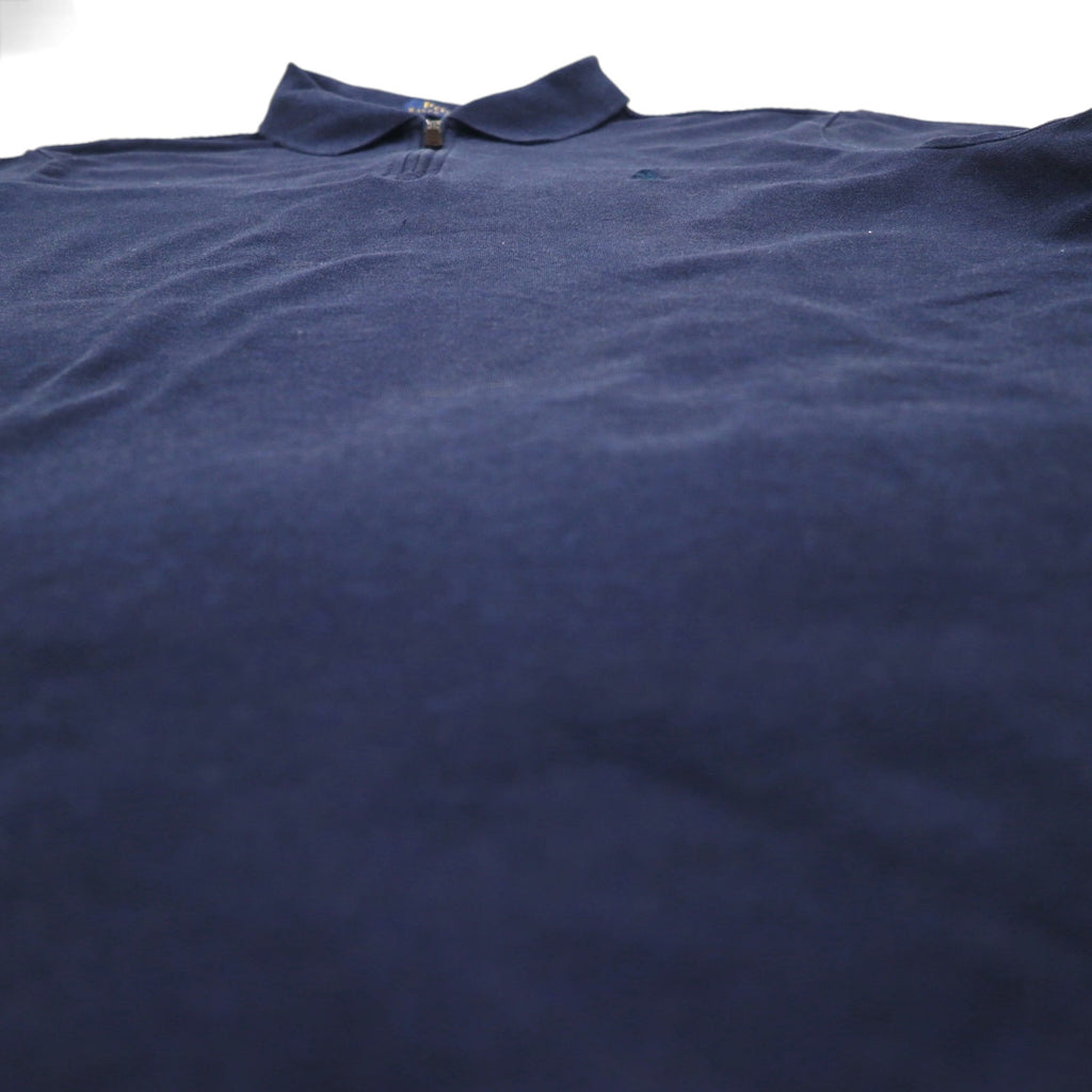 POLO RALPH LAUREN クラシックフィット ストレッチ メッシュ ハーフジップ ポロシャツ L ネイビー コットン スモールポニー刺繍
