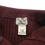 L.L.Bean Half-Button Rib Knit Sweater, XL, Bordeaux, Cotton, JSB4