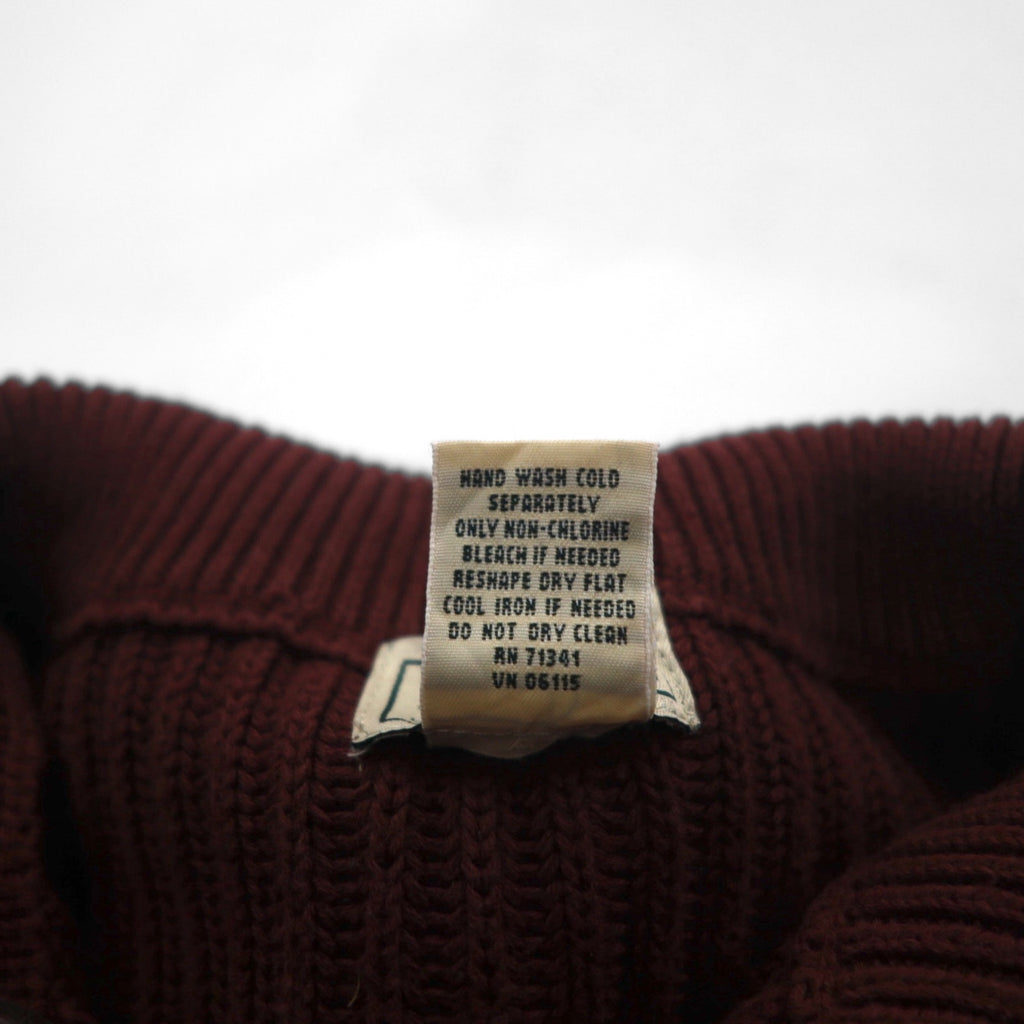 L.L.Bean Half-Button Rib Knit Sweater, XL, Bordeaux, Cotton, JSB4