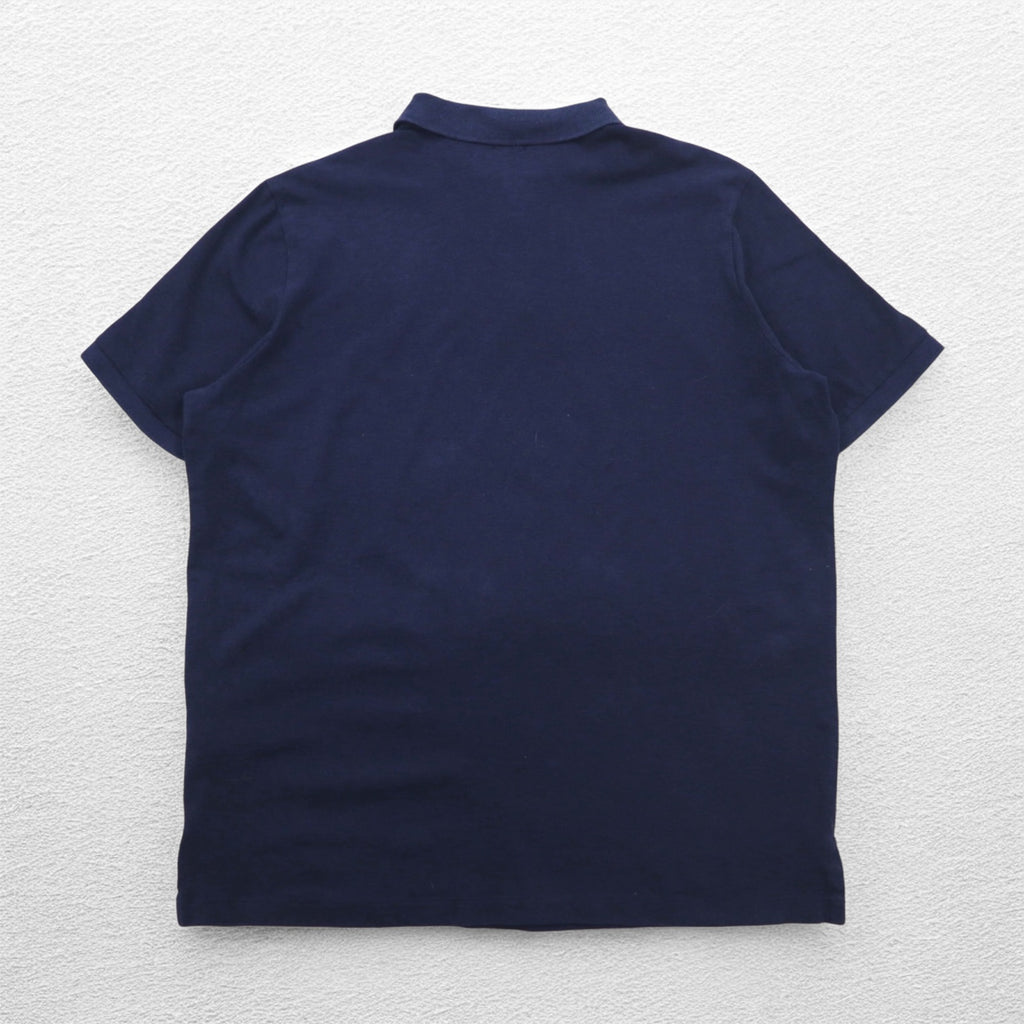 POLO RALPH LAUREN クラシックフィット ストレッチ メッシュ ハーフジップ ポロシャツ L ネイビー コットン スモールポニー刺繍