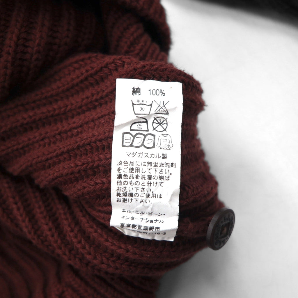 L.L.Bean Half-Button Rib Knit Sweater, XL, Bordeaux, Cotton, JSB4