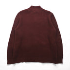 L.L.Bean Half-Button Rib Knit Sweater, XL, Bordeaux, Cotton, JSB4