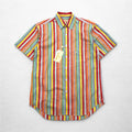 TRUSSARDI short sleeve multi-stripe shirt M size one point logo embroidery made in Japan unused