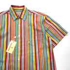 TRUSSARDI short sleeve multi-stripe shirt M size one point logo embroidery made in Japan unused