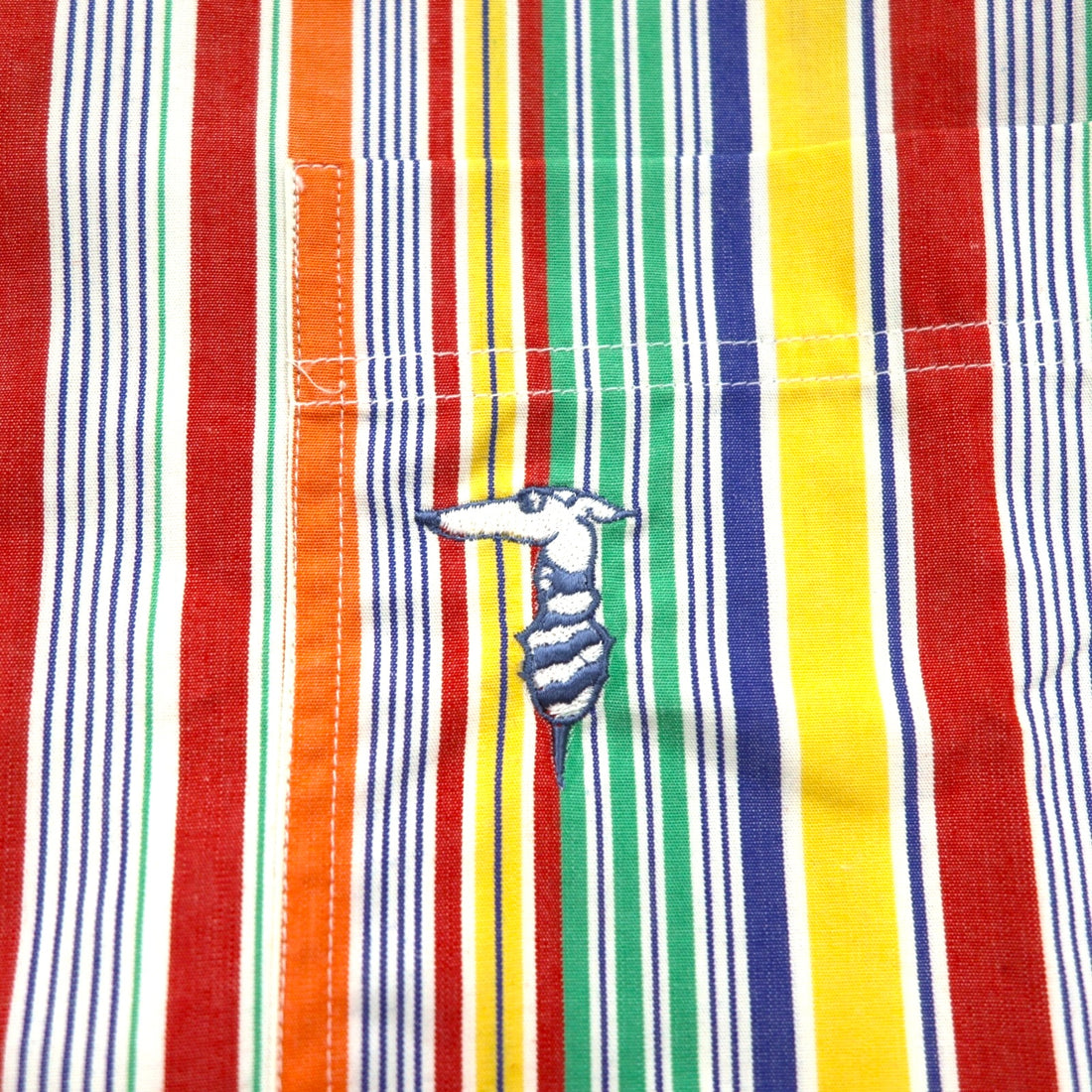 TRUSSARDI short sleeve multi-stripe shirt M size one point logo embroidery made in Japan unused