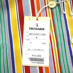 TRUSSARDI short sleeve multi-stripe shirt M size one point logo embroidery made in Japan unused