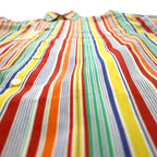 TRUSSARDI short sleeve multi-stripe shirt M size one point logo embroidery made in Japan unused