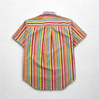 TRUSSARDI short sleeve multi-stripe shirt M size one point logo embroidery made in Japan unused
