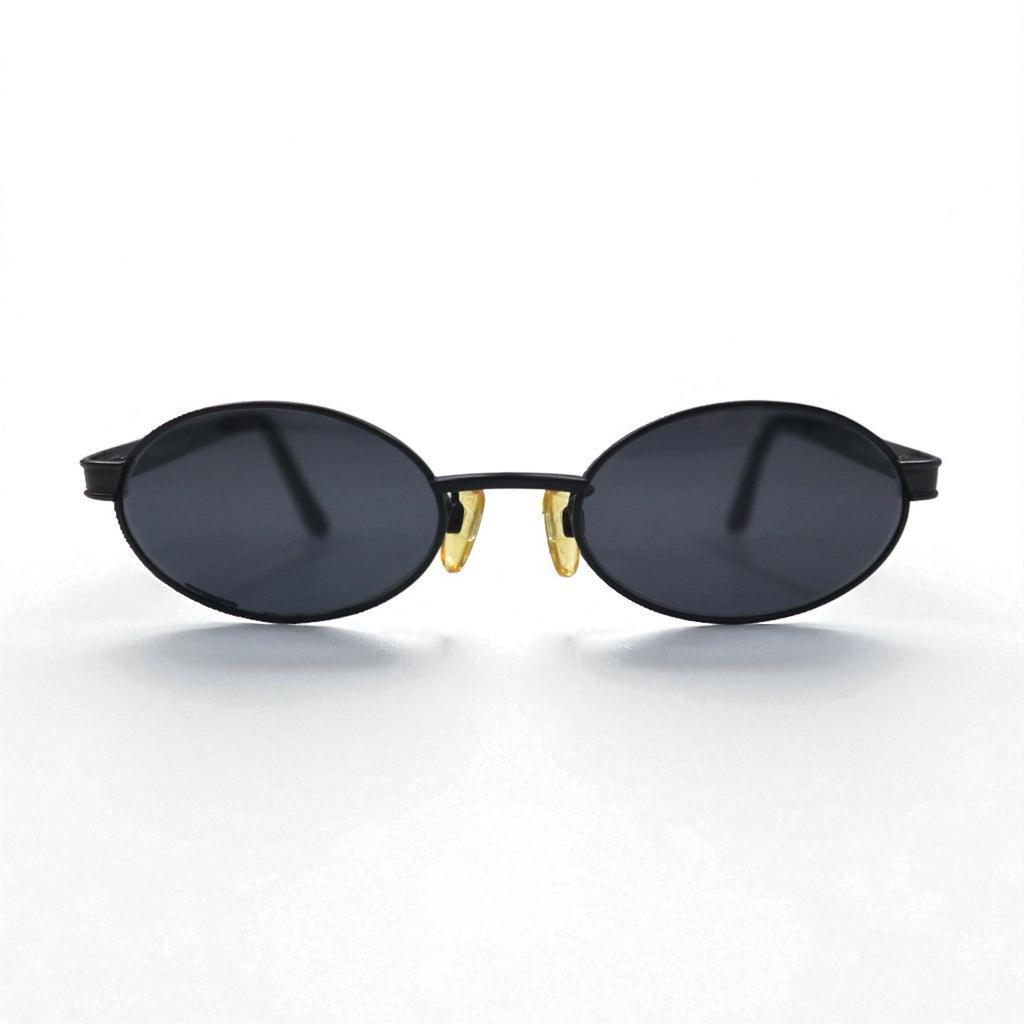 VERSACE Made in Italy Oval Sunglasses, Metal Frame, Black, MOD.R65