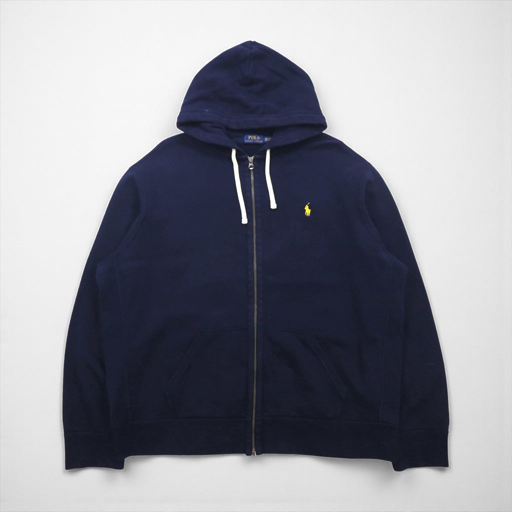 Polo Ralph Lauren リバースウィーブ ジップパーカー 2XL ネイビー スモールポニー刺繡 ビッグサイズ