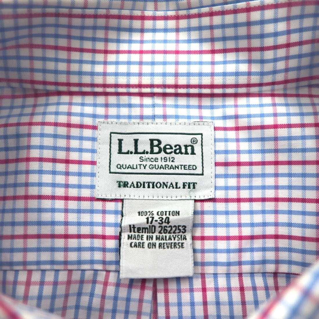 LLBean Oxford Button-Down Shirt, XL, Blue, Tricolor Check, Big Size, Wrinkle-Resistant, 262253